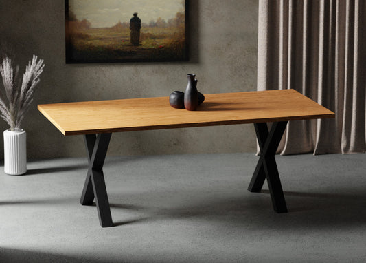 X Frame Oak Dining Table