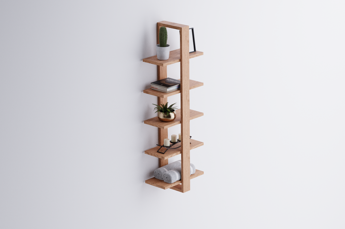 Tiered Oak Floating Shelves