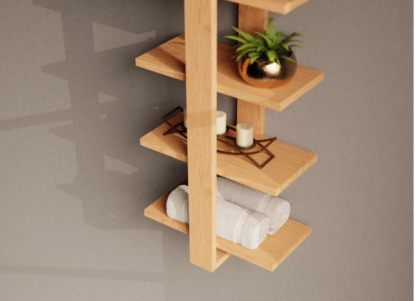 Tiered Oak Floating Shelves