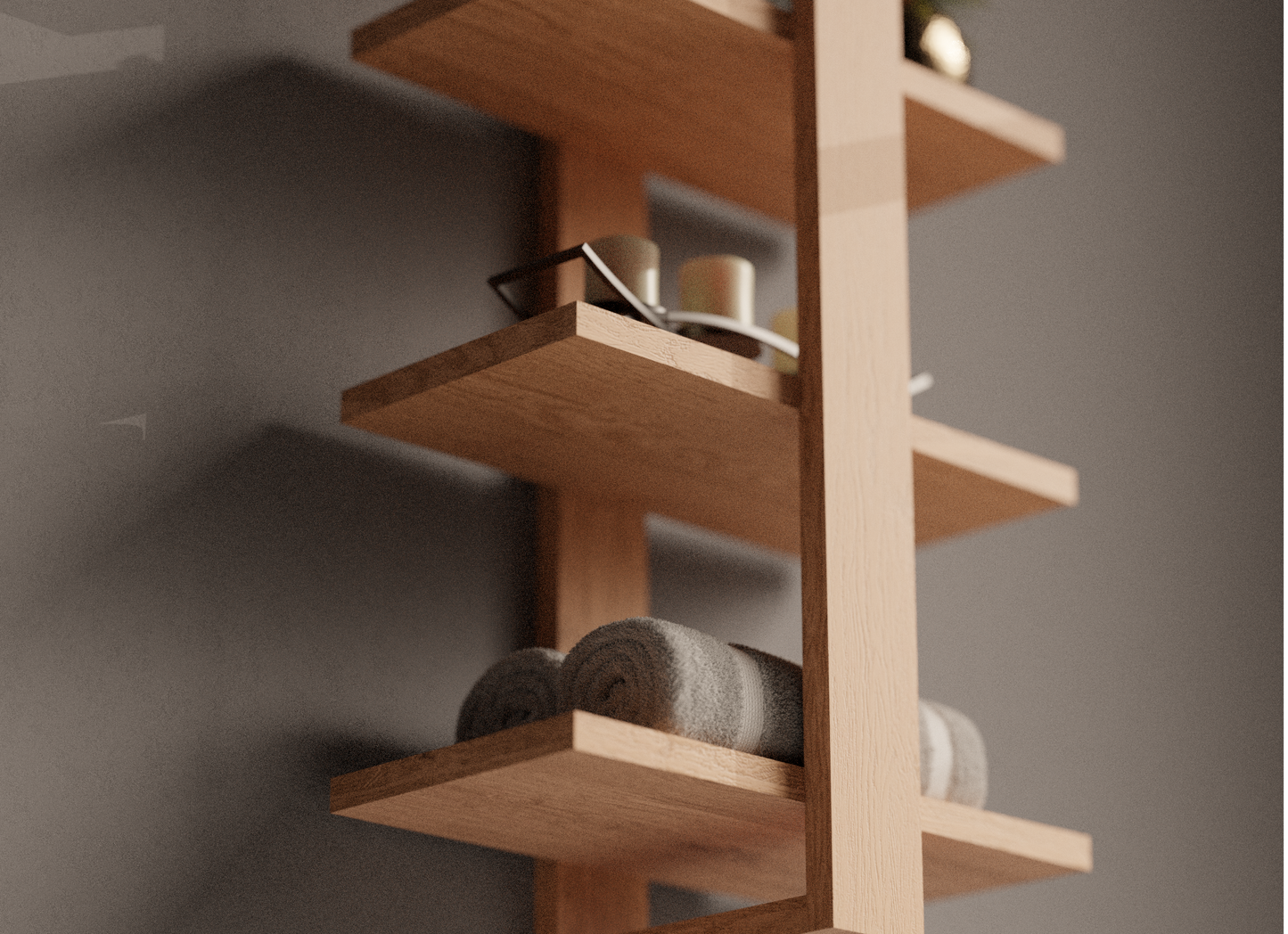 Tiered Oak Floating Shelves