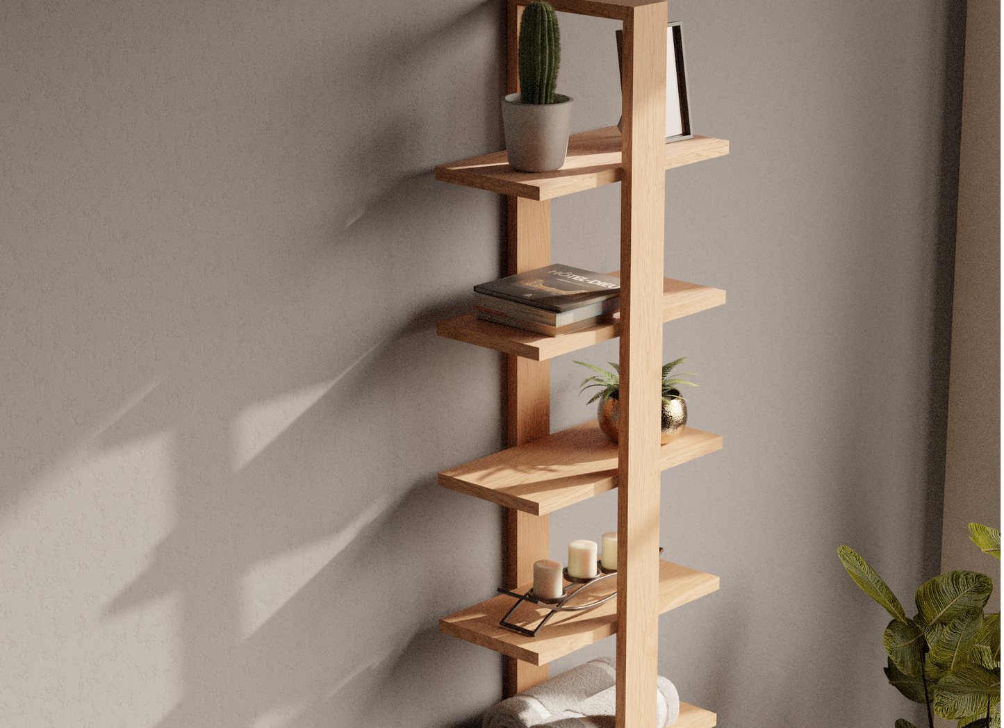 Tiered Oak Floating Shelves