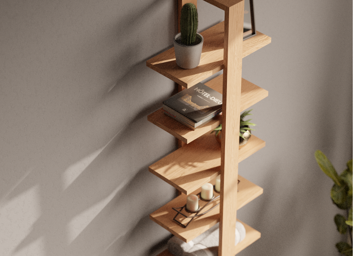 Tiered Oak Floating Shelves