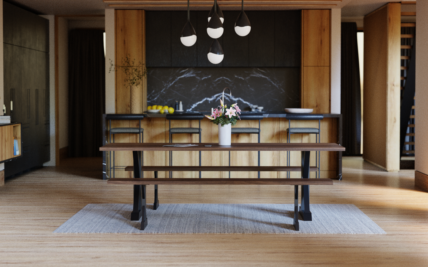 American Black Walnut Trestle Dining Table